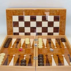 WorldWise Imports Backgammon Set: 19" Burlwood Decoupage Board Games