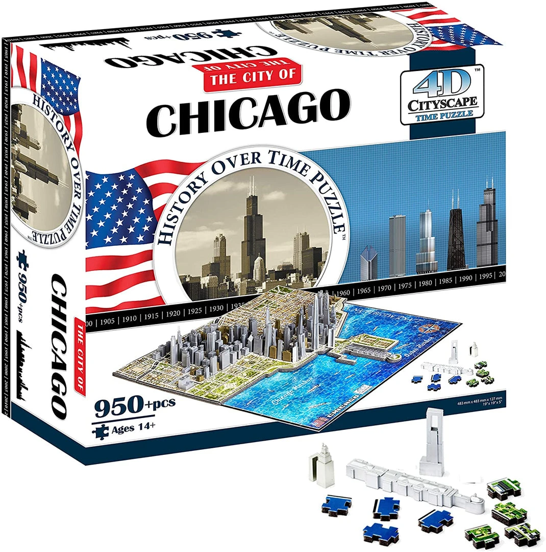 Puzzle - 4D Cityscape - History Over Time Puzzle: Chicago (953 Pieces) All Sale Items 1 Puzzle - 4D Cityscape - History Over Time Puzzle: Chicago (953 Pieces) All Sale Items