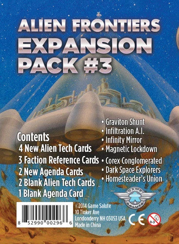 Game Salute Alien Frontiers: Expansion Pack #3 Board Games 1 Game Salute Alien Frontiers: Expansion Pack #3 Board Games