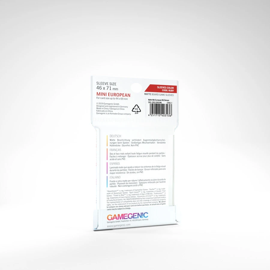 Gamegenic - Matte Mini European-Sized Sleeves (50) Jun 13-19, 2022 2 Gamegenic - Matte Mini European-Sized Sleeves (50) Jun 13-19, 2022