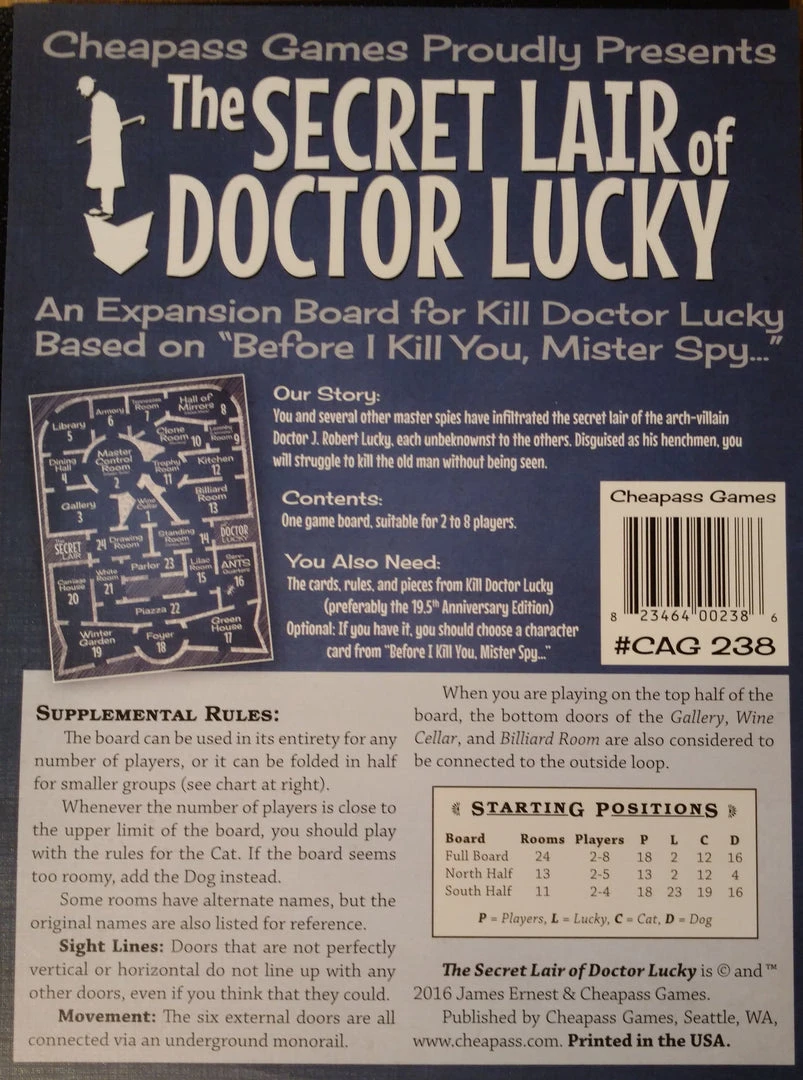 Cheapass Games Kill Doctor Lucky: The Secret Lair Of Doctor Lucky Board Games 1 Cheapass Games Kill Doctor Lucky: The Secret Lair Of Doctor Lucky Board Games